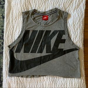 Nike Gray Logo Crop Tank Top Size Medium